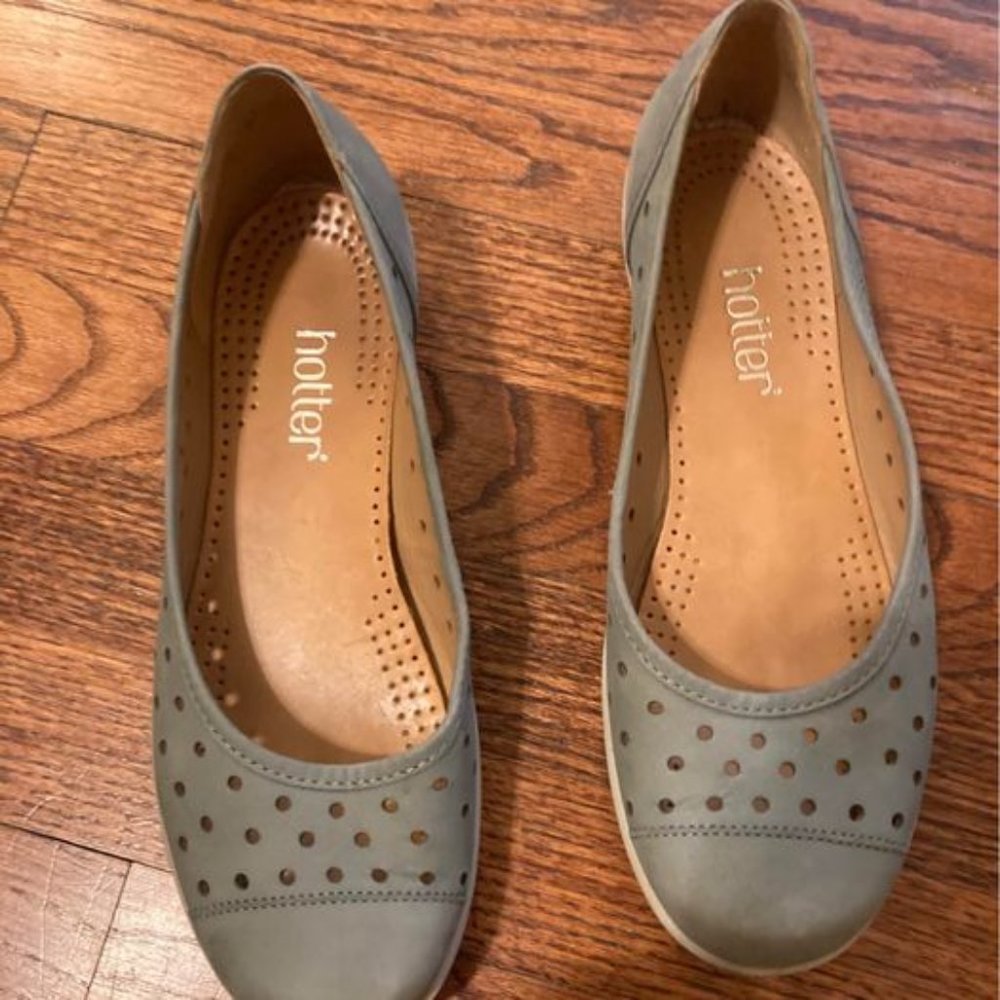 Hotter Perforated Light Blue Flats